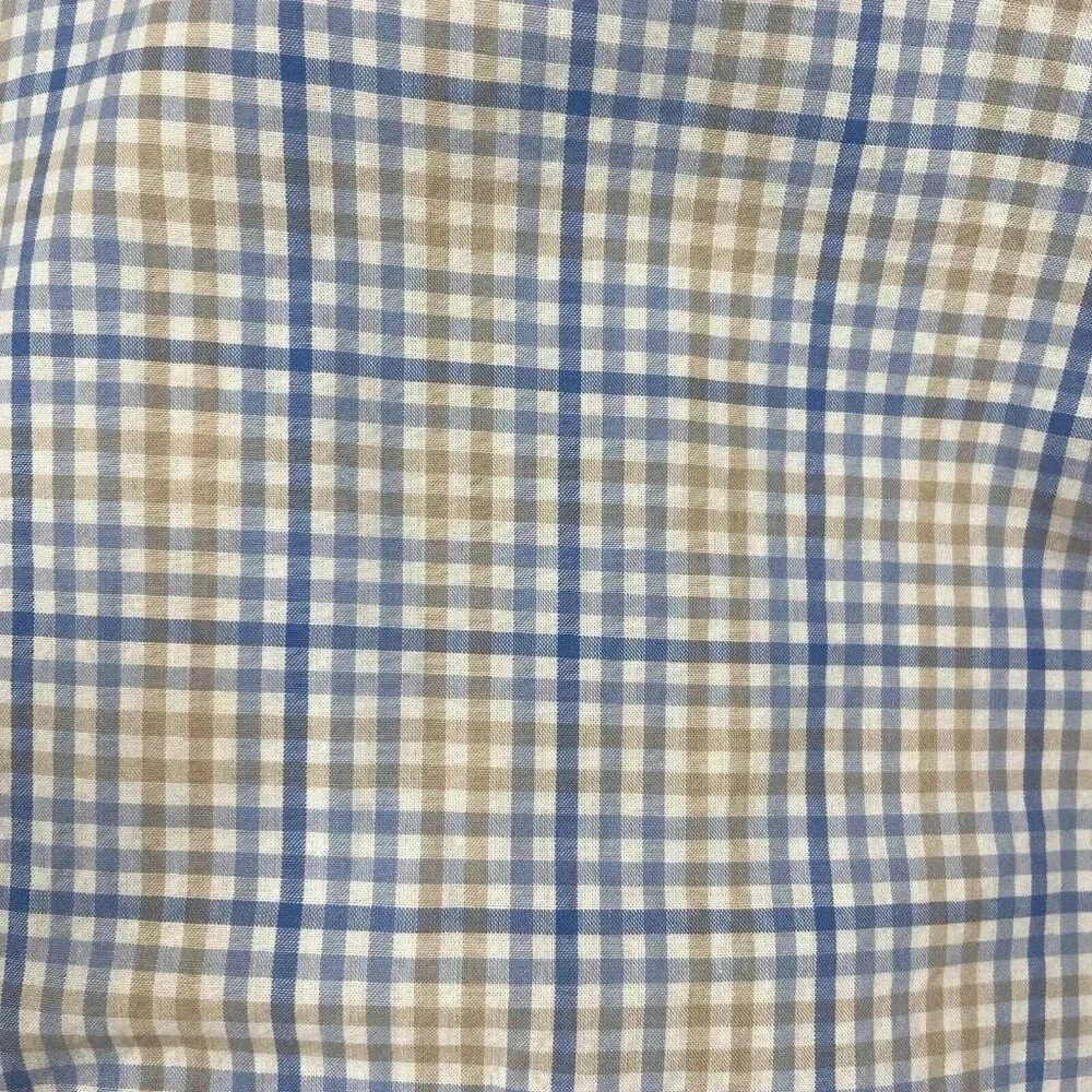 Jack Maverick Soft Blue Plaid Long Sleeve Men’s Dress Shirt Button Size‎ L Large